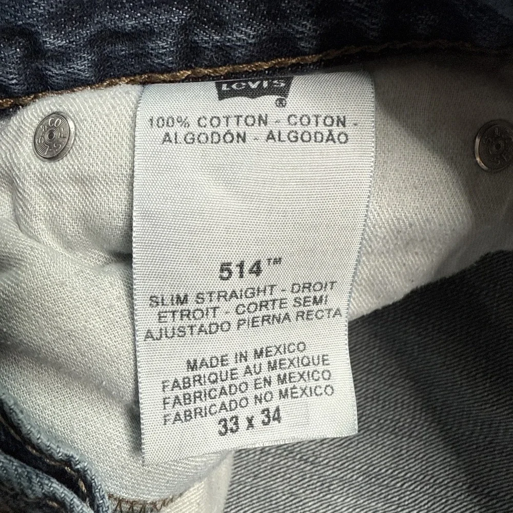 VTG Levis 514 Jeans Mens 33x34 Blue Slim Straight Y2K 100%‎ Cotton Denim